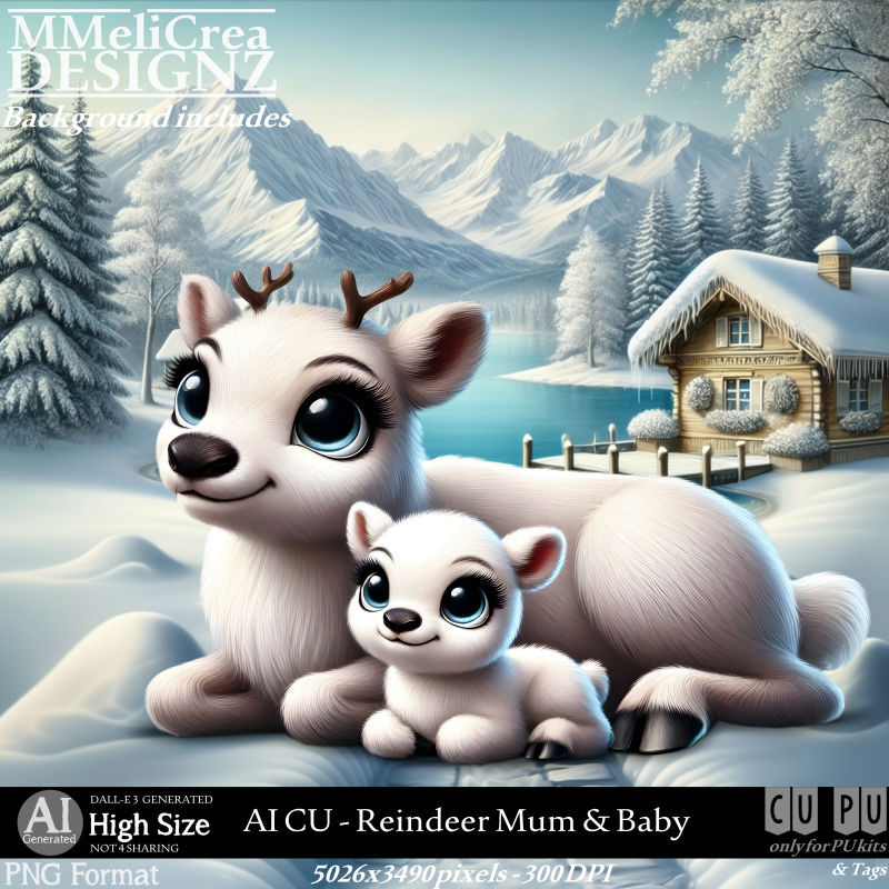 (image for) AI - CU Reindeer Mum & Baby (CU4PU/PNG)